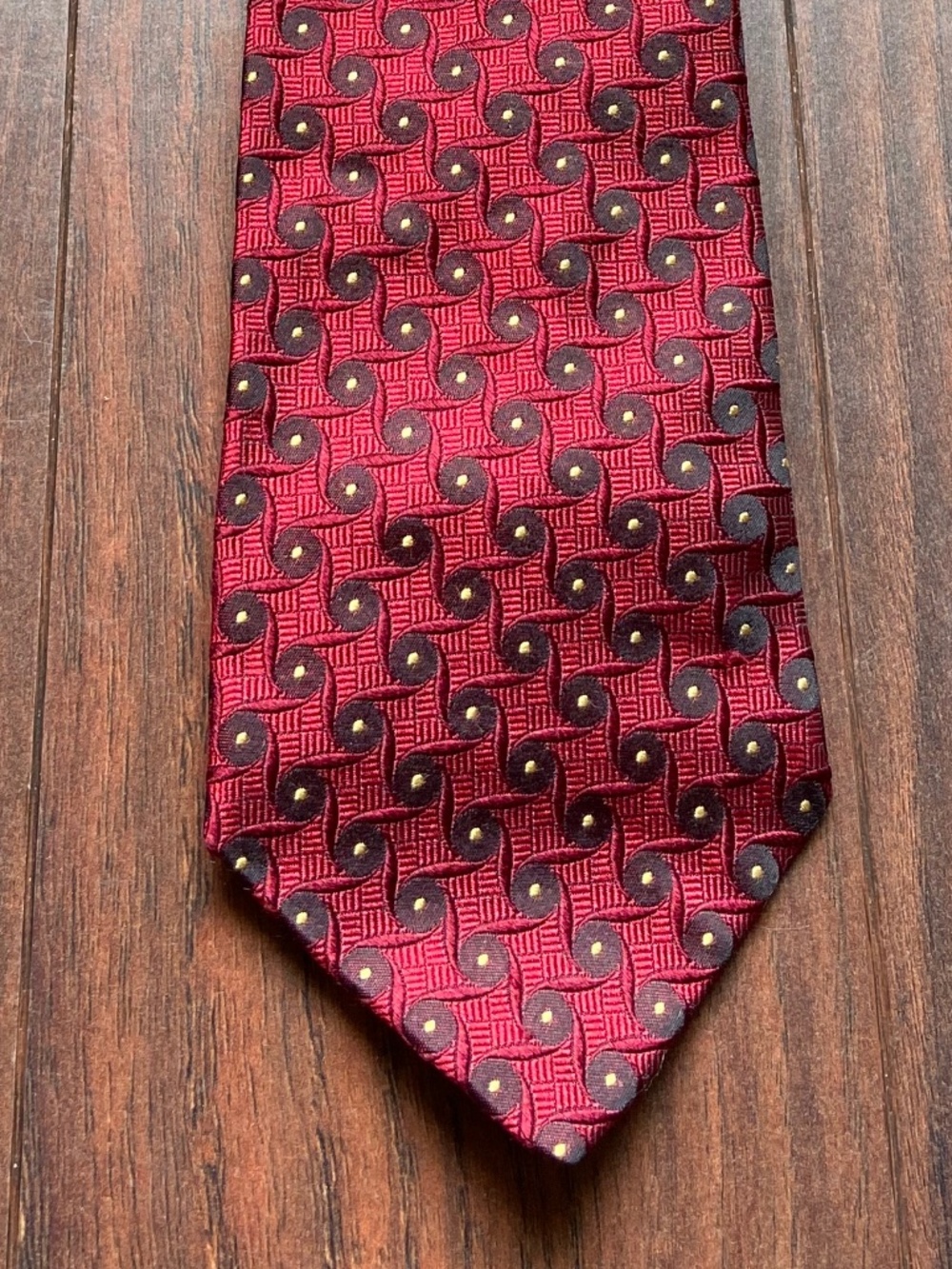 STAFFORD EXECUTIVE Silk Tie Red Gold (Royal Blue Back)